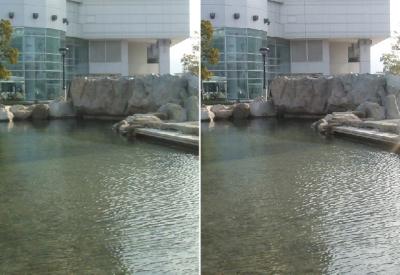 高松駅海水池立体写真