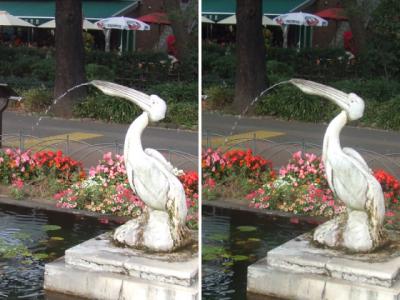 日比谷公園鳥類型噴水交差法立体画像