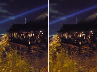 清水寺ライトアップ立体画像