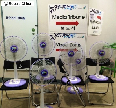 韓国　仁川アジア大会会場　空調　扇風機