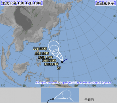 台風27号予想進路図　気象庁
