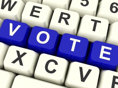 Vote Computer Keys In Blue